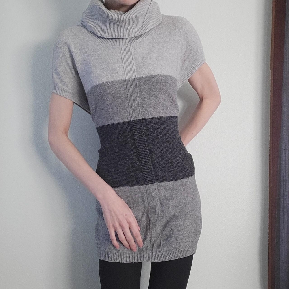 striped turtle neck sweater dress